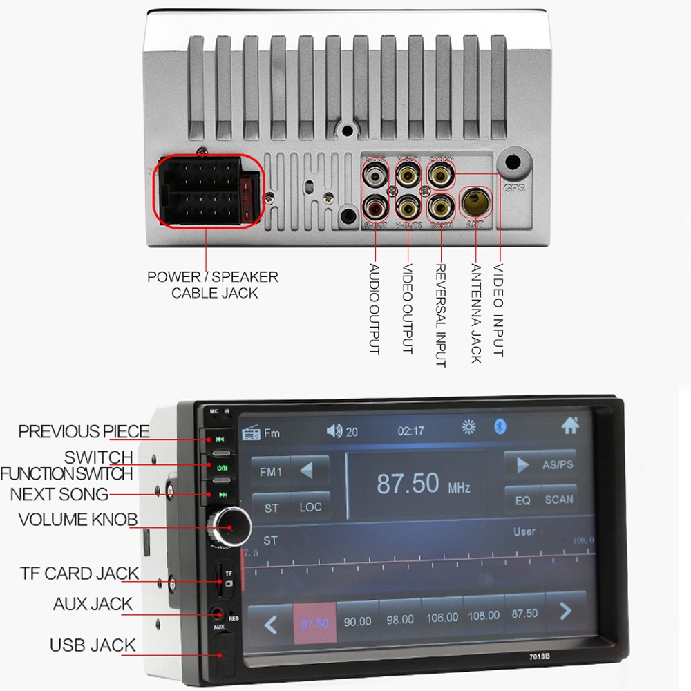 7018B 7010B Head Unit Android Double Din 7 Inch Bluetooth Audio Car MP3 MP5 Player In Touch Screen Radio Dan Kamera Mundur Mobil LED