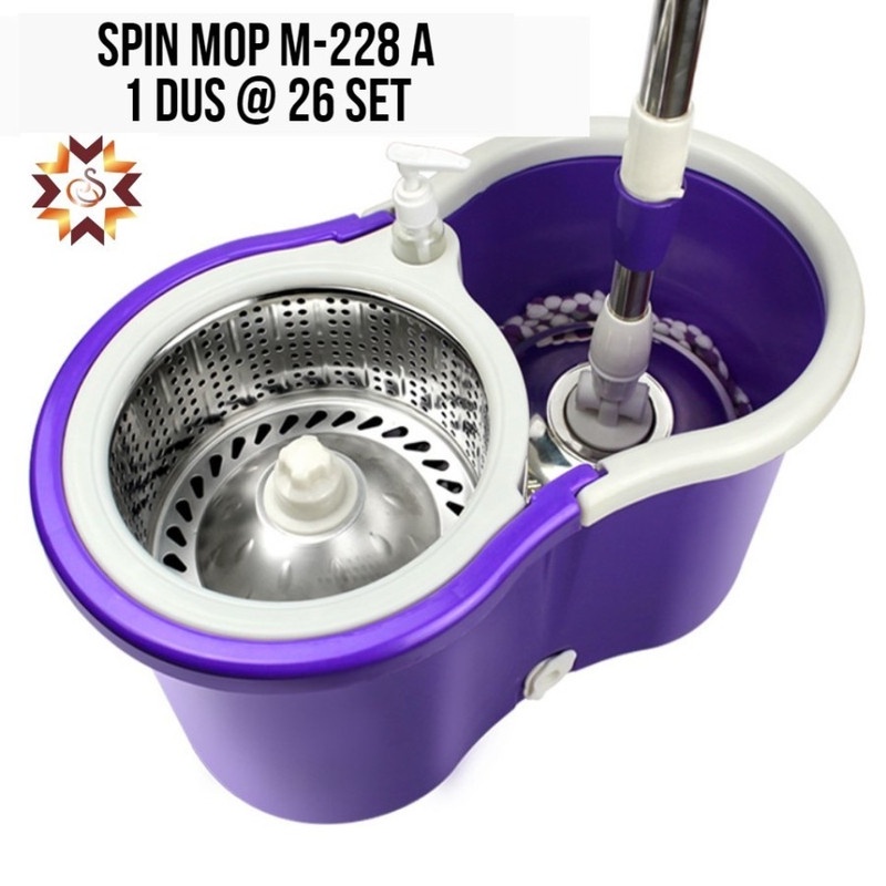 Rotary Mop Spin Mop M-228 Alat Mengepel Pel Lantai Tebal Putar Otomatis Tanpa Peras