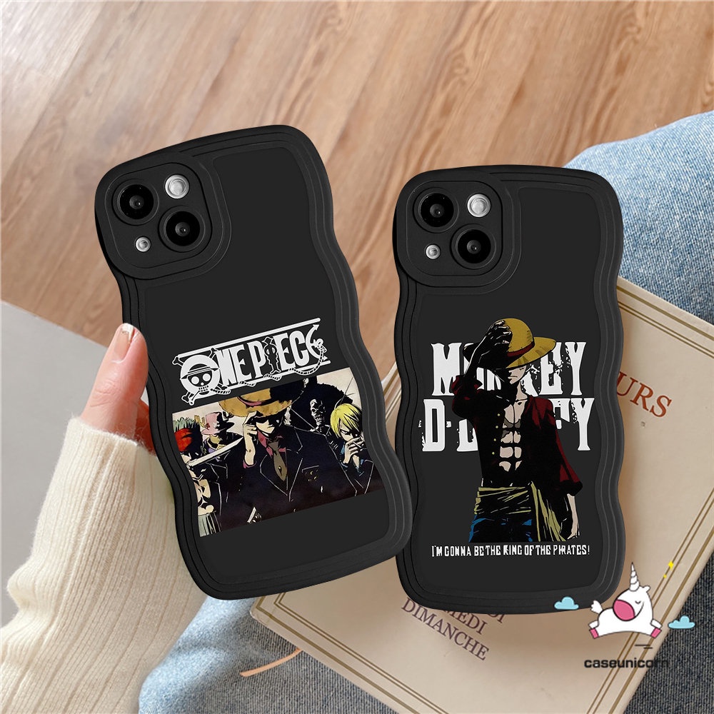 IPHONE Kartun Luffy Case Kompatibel Untuk Iphone14 11 13 12 Pro Max 6s 6 7 8 Plus XR X XS Max14 Plus SE 2020 Merek Trendi One Piece Lembut Tpu Pola Tepi Bergelombang Cover Cases