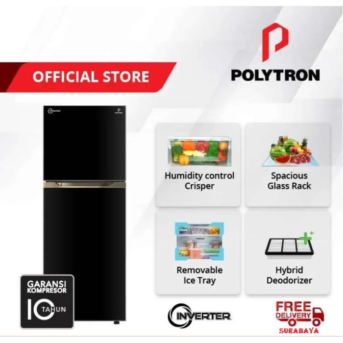 POLYTRON PRM431X KULKAS 2 PINTU 300L