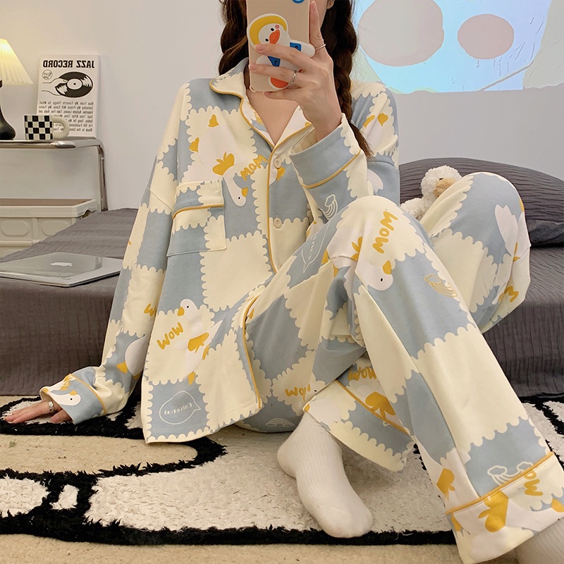 TELLY ➡️ 380 Piyama Baju Tidur Wanita Leisure Import Fashion Korea Kerah Kancing Lengan Panjang