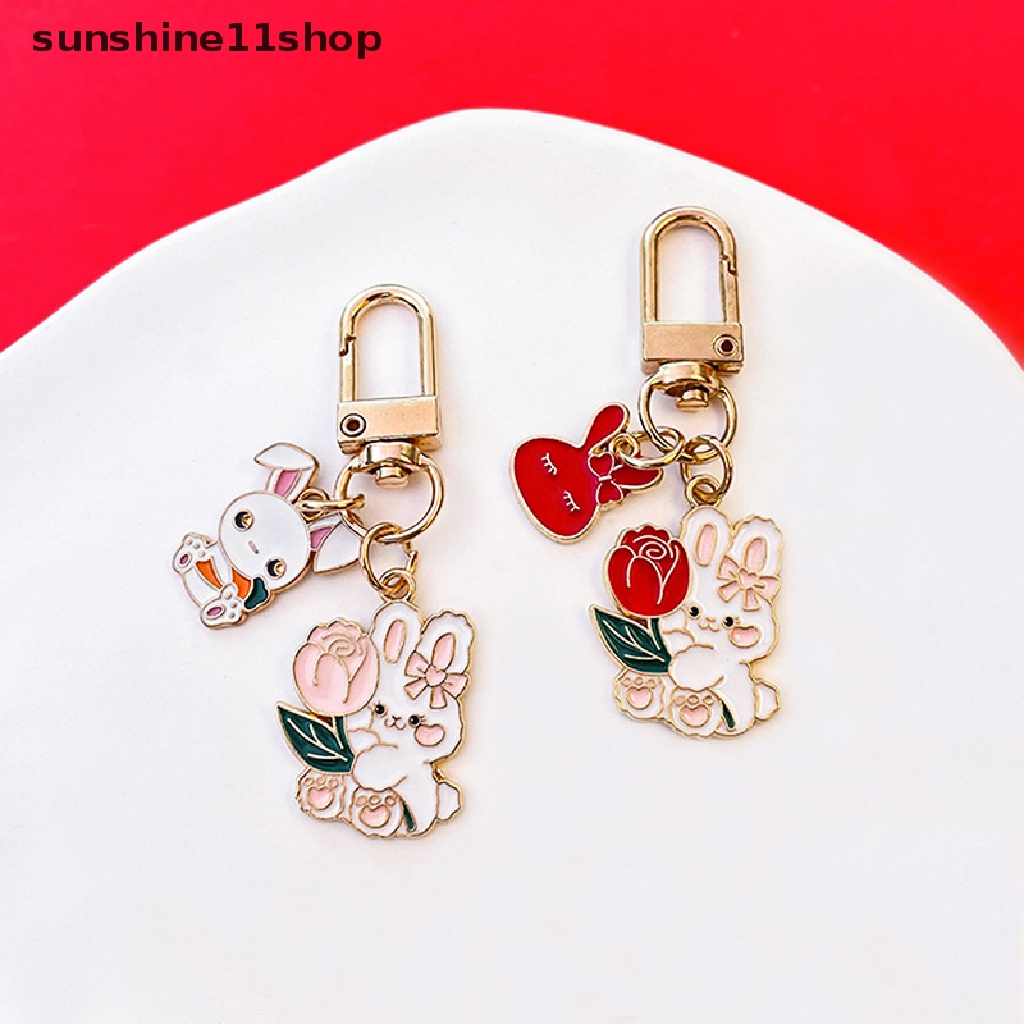 Sho Gantungan Kunci Hewan Lucu Kelinci Key Ring Enamel Gantungan Kunci Untuk Wanita Pria Penutup Headphone Keyring Hadiah N