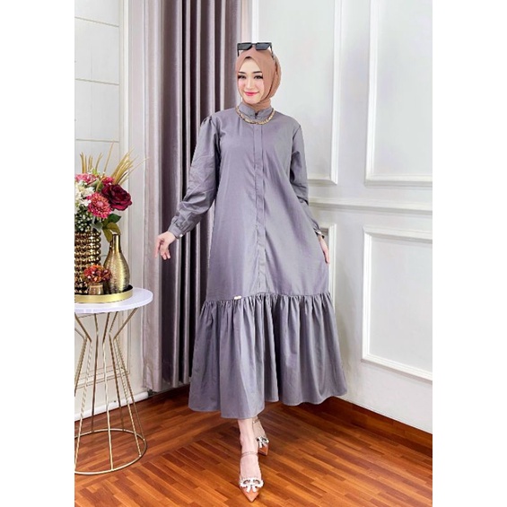 ZURA DRESS MIDI ABU TUA ,KAIN KATUN POPLIN PREMIUMM