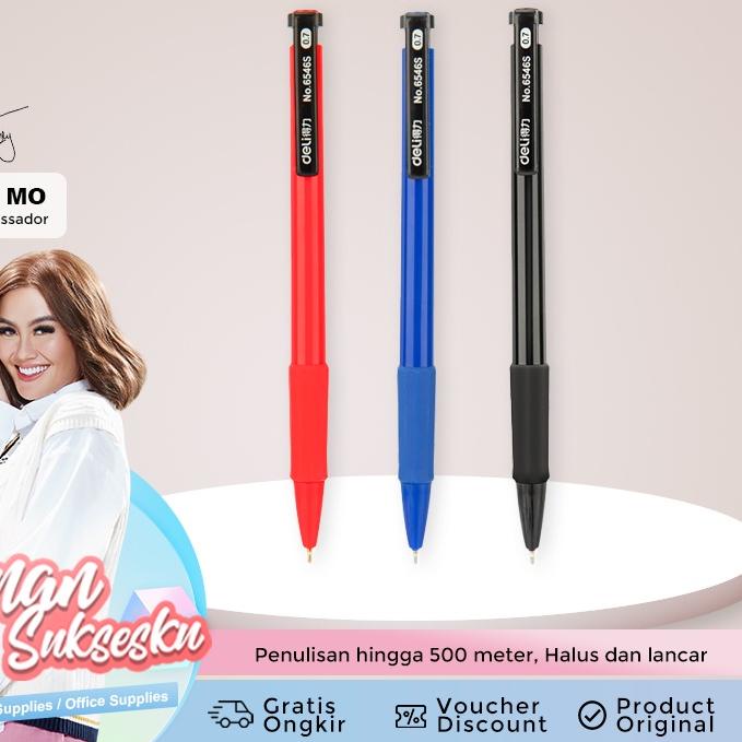

Barang Terlaris Deli Ballpoint Pen / Pulpen Bolpoin Retracable 0.7mm Dapat Menulis Hingga 500 Meter 6546S DS2D'