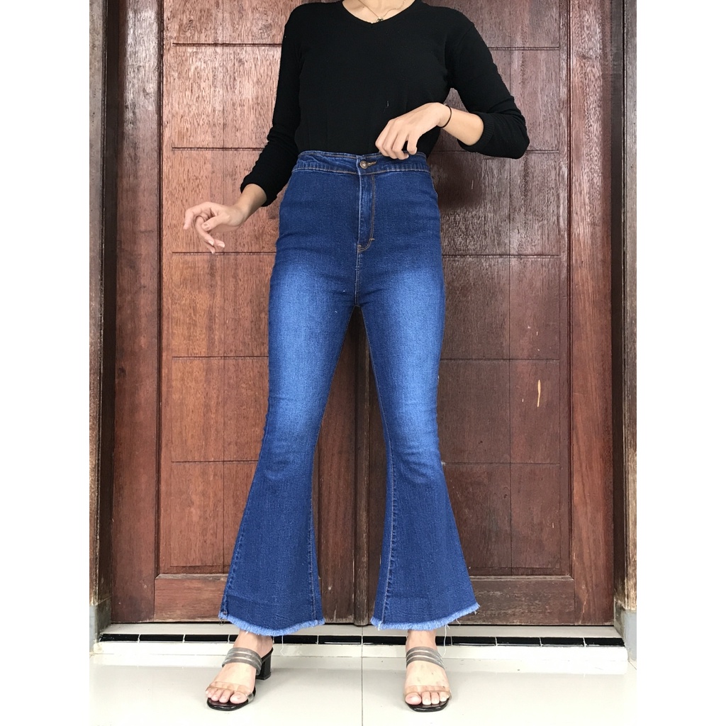 YAOSHI - JEANS PANJANG WANITA JEANS CUT BRAY RAWIS  HIGH WAIST CUTBRAY RAWIS VIRAL KEKINIAN 2023