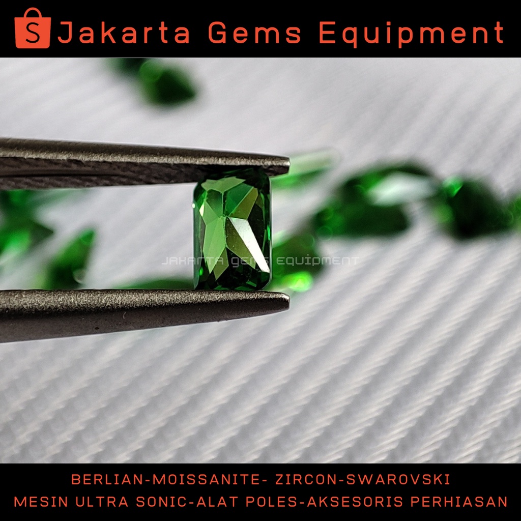 Batu Permata Zircon AAAAA - 3x5mm - Baguette -Green Aple