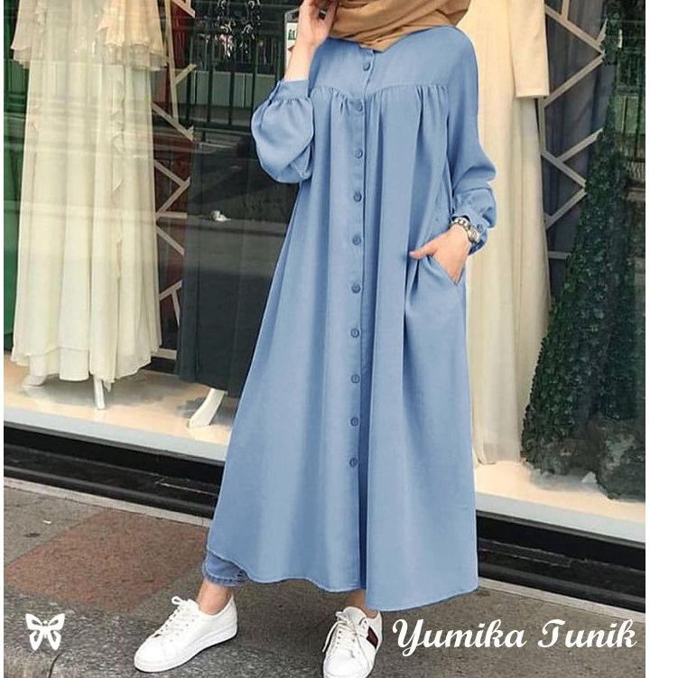 Ready Kemeja Tunik JUMBO Panjang YUMIKA XL, XXL, 3XL Katun Chembre Good Quality