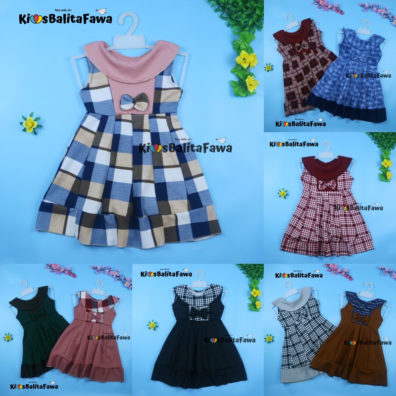Dress Cantika size Bayi - 7 Tahun / Dres Yukensi Murah Grosir Baju Anak Perempuan Harian Gaun Polos