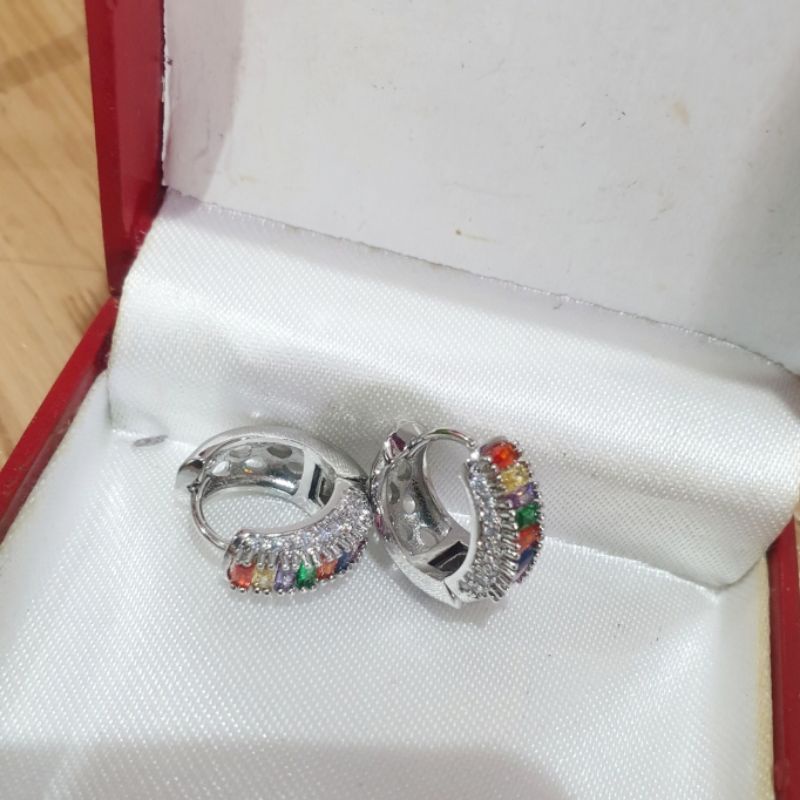 Anting Titanium Asli kilau mirip emas asli Premium Quality Anti Karat Anti Alergi Earling Branded Band Stainless Steel Ori Ant401