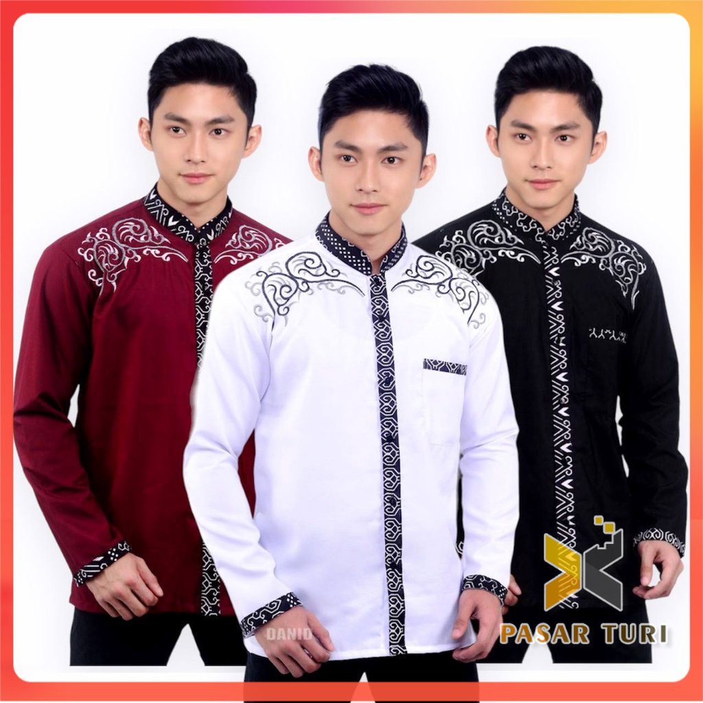 ( TERBARU ) Baju Koko Kurta Dewasa Lengan Panjang Pria Muslim Terbaru Motif Batik PasarTuri Sayap