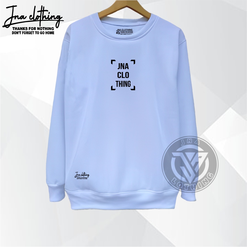 Sweater Crewneck Pria Wanita Distro Premium Tebal M L XL XXL Warna Putih Brand Local Jna Clothing Bandung Termurah Terlaris