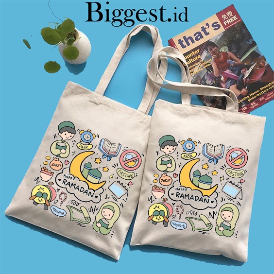 TOTE BAG KANVAS MURAH / TOTE BAG WANITA / TOTE BAG MOTIF Lebaran / Idul Fitri / EID Mubarak