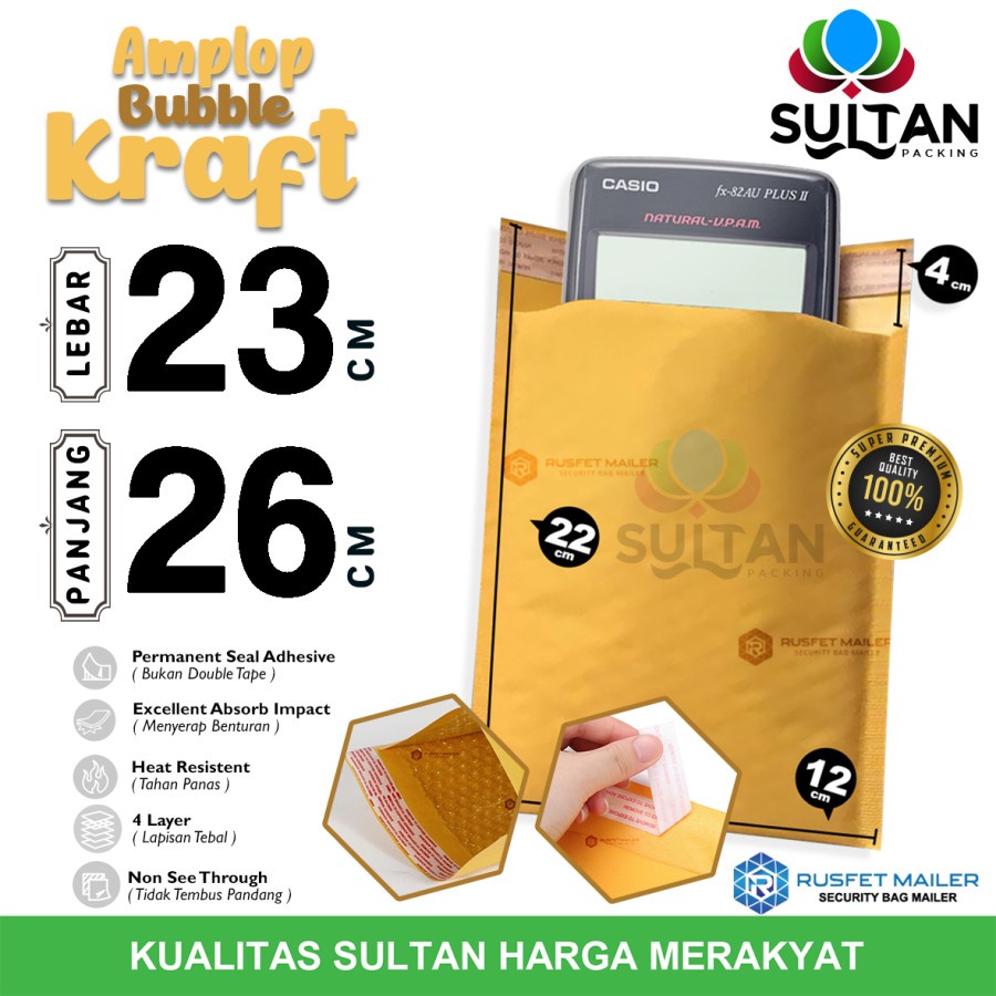 

AMPLOP BUBBLE MAILER 23x26cm KRAFT PAPER RUSFET ENVELOPE SATUAN
