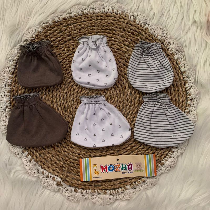 SERIAN ABU 3 pasang Sarung tangan sarung kaki bayi NEWBORN sartaki bayi STK |Fashion