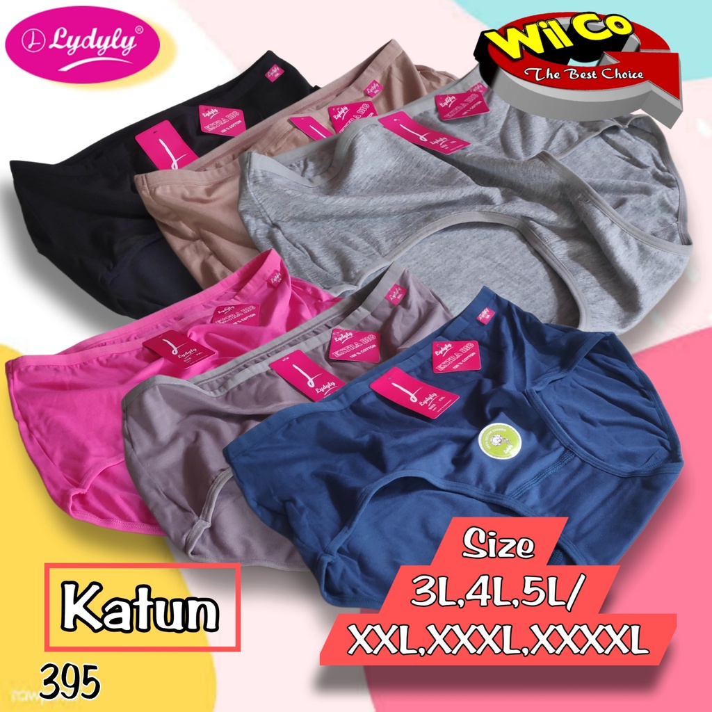 K395 - (Harga Per 1 Potong) CELANA DALAM WANITA PAKAIAN WANITA PAKAIAN DALAM JUMBO KATUN LYDYLY BIG SIZE 3L - 5L