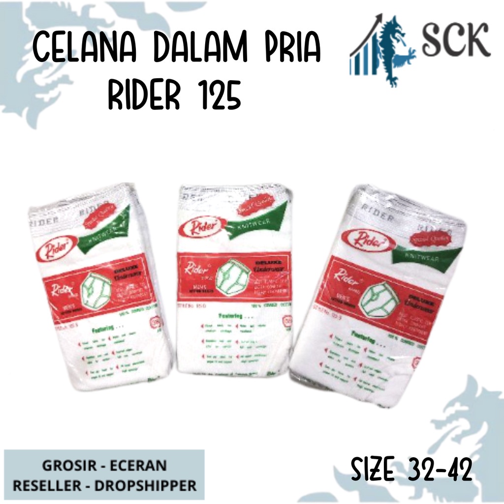 CD Pria RIDER 125 Putih Karet Boxer / Pakaian Dalam RIDER R 125 B | Warna Putih - sckmenwear GROSIR