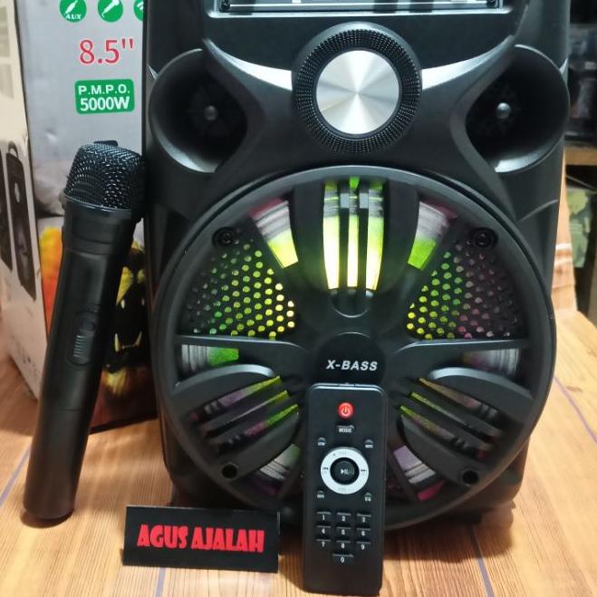 ✯ cod speaker bluetooth fleco 8,5 in plus mic wireless f8955  x bass radio  super bass ➱