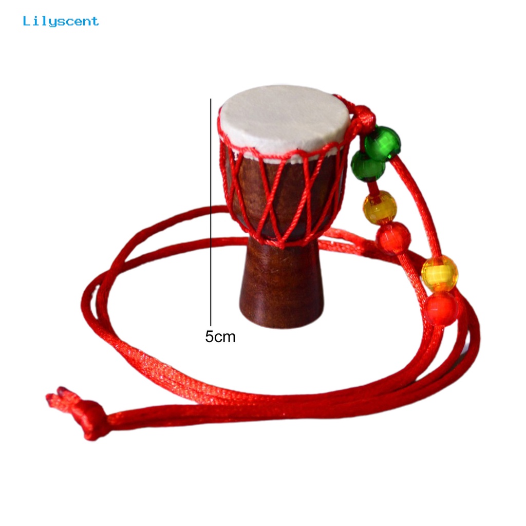 [LS] Tali Kalung Handmade Alat Musik Tergantung Klasik Ornamen Leher Dekorasi Seni Kerajinan Mini Afrika Drum Liontin Kalung Properti Fotografi