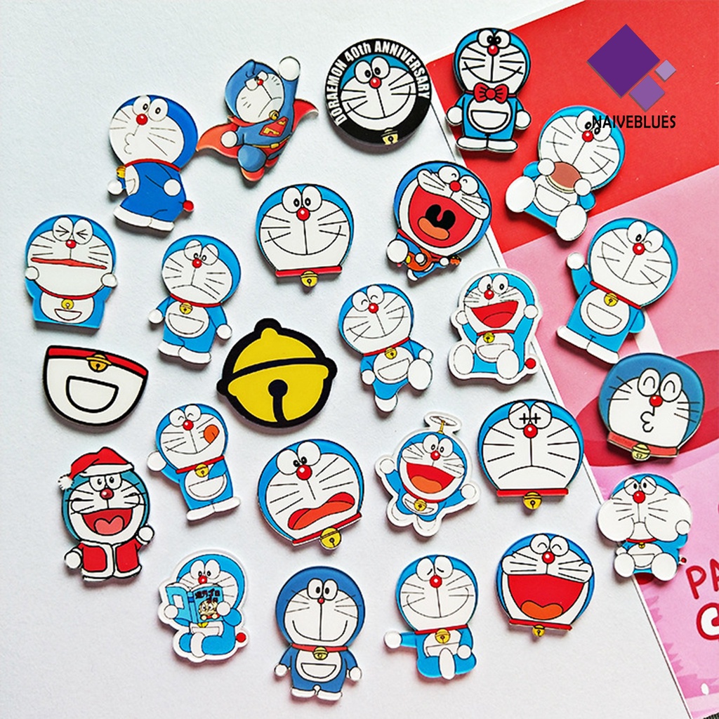 &lt; Naiveblues &gt; 5Pcs Bros Kerah Lencana Kartun Hias Plastik Anime Jepang Doraemon Untuk Pesta