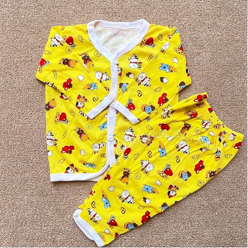Piyama Bayi Kaos 0-12 bulan Setelan Zahdan Kancing Depan