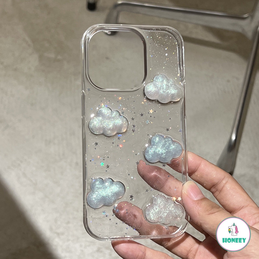 IPHONE Dreamy Foil Shiny Cloud Phone Case Kompatibel Untuk Iphone14 13 12 Pro 11 Pro Max 14 Pro Max Shockproof Lembut TPU Penutup Belakang