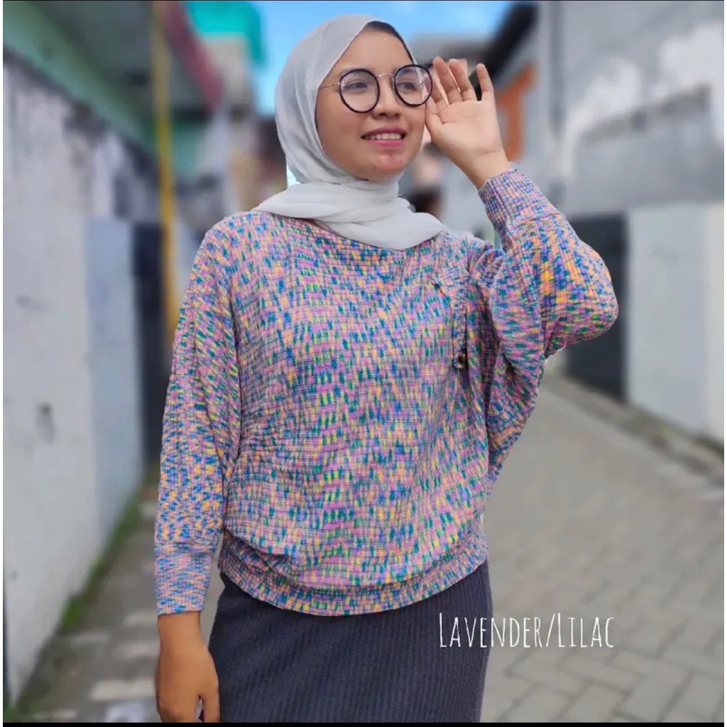 Belleza Outlet baju rajut Cardigan rajut atasan wanita Batwing Rajut Aurel Knit Abstrak