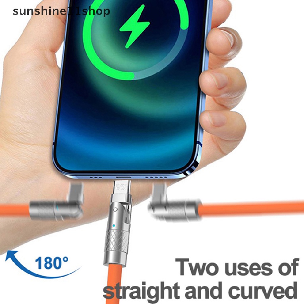 Sho 120W 6A Super Fast Charge Type-C Liquid Silicone Cable Quick Charge Kabel USB Untuk Xiaomi Huawei Samsung Pixel USB Bold Data Line N