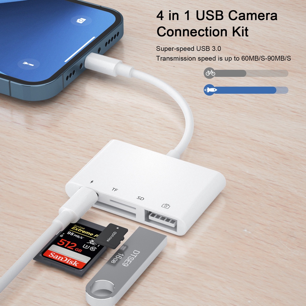 Card Reader iPhone Lightning to USB 3 Camera Adapter to SD OTG Card Reader for iPhone iPad iPod interface Memory Cards