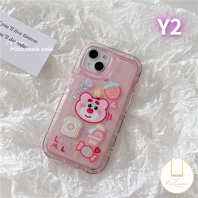 Kartun Kirby Cherry Candy Airbag Casing Realme C53 C55 C30 7i C17 9i C21Y C15 C12 C25 C11 C25s C35 5 C33 C25Y 6i 5i 5s C3 C20A C20 Cute Strawberry Bear Manyo Shockproof Soft Cover