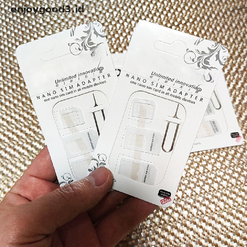 【 Rready Stock 】 2 Set 4 In 1 Convert Nano SIM Card To Micro Standard Adapter Converter Set For 4G LTE USB Wireless Router （ ID ）