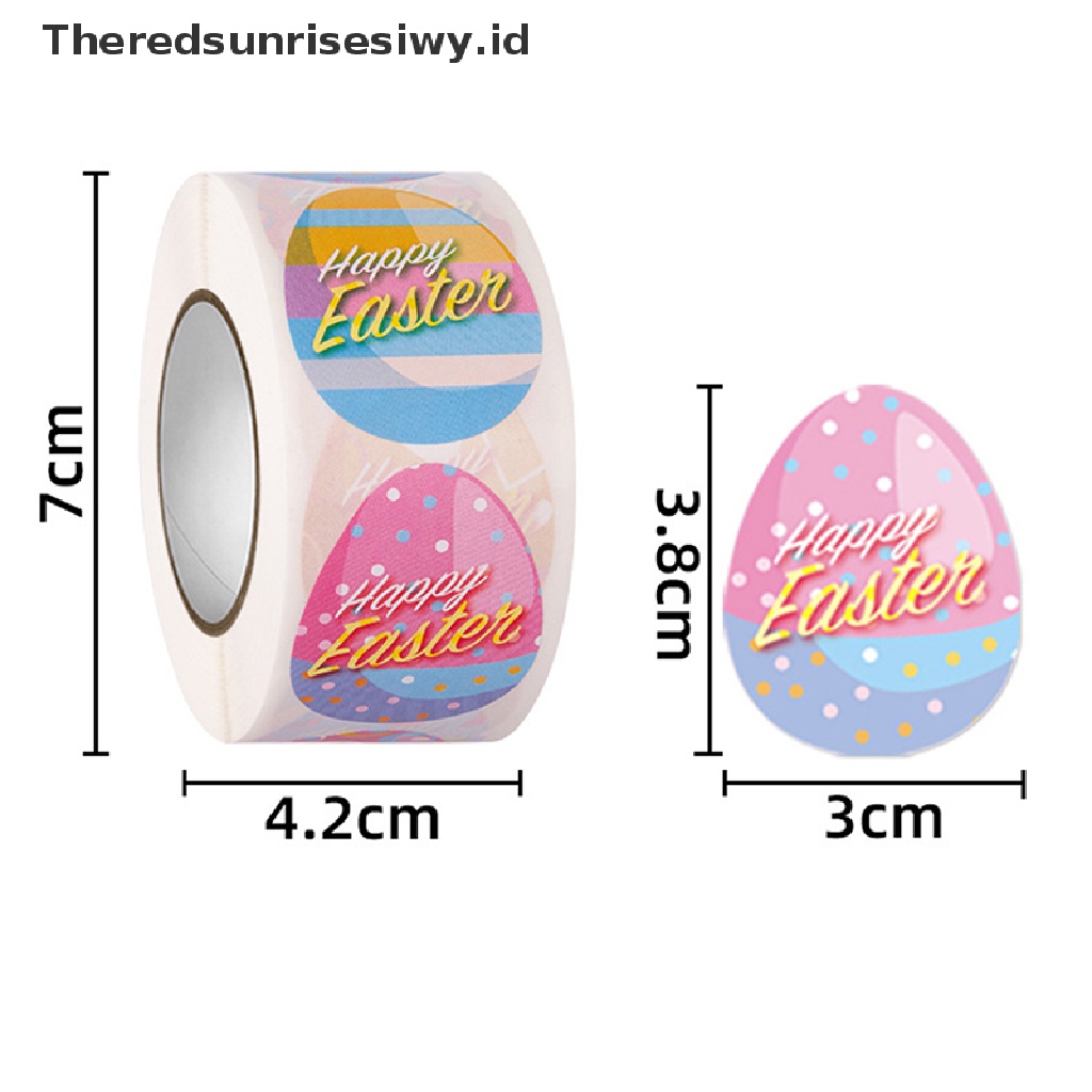 # Baju Lebaran # 500pcs Stiker Happy Easter Kelinci Self Adhesive Seal Label Sticker Party Tag~