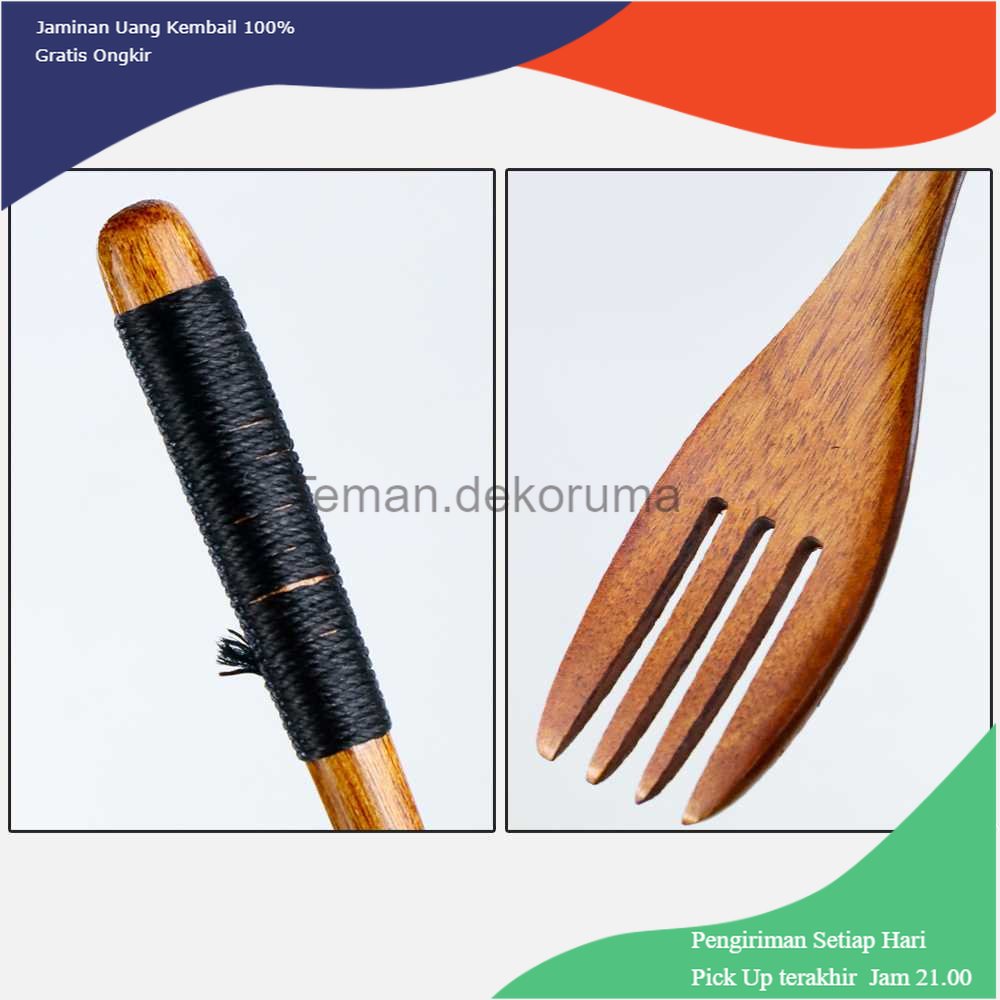 TD - GLS ECC Garpu Makan Japanese Style Bamboo Model Gagang Winding - EA021