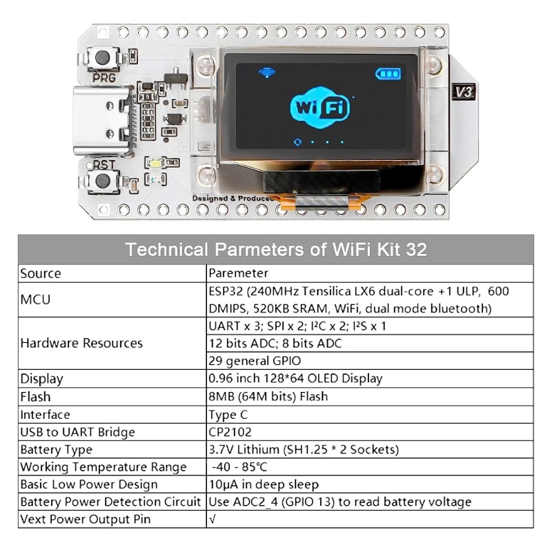 Btsg ESP32 Papan Pengembangan Upgraded 8MB Flash WiFi, ESP32 OLED 0.96 Inch OLED Display CP2102 Internet Untuk