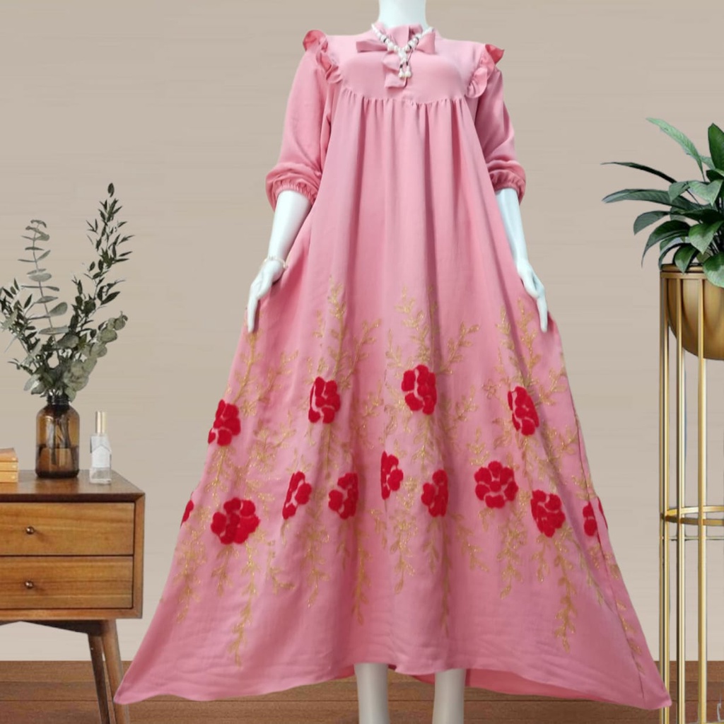 GAMIS CRINKLE BORDIR BAWAH