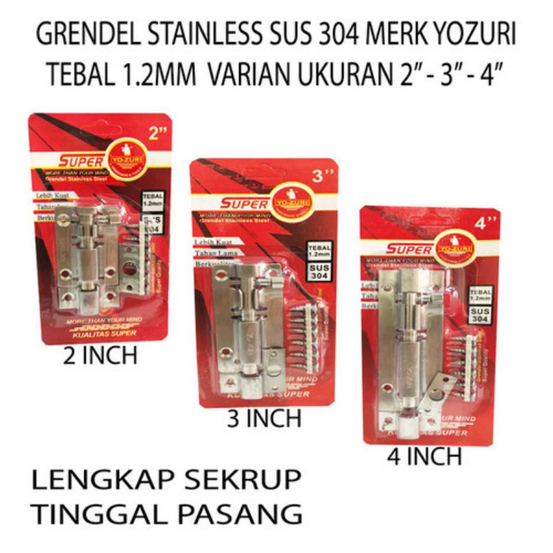 Grendel Stainless Steel Sus304 Slot Pintu