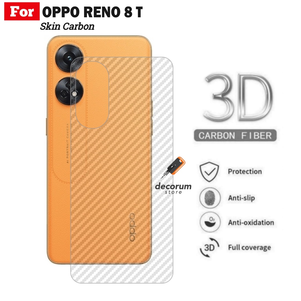 Skin Carbon Oppo Reno 8 T 4G 2023 Garskin Pelindung Belakang Handphone Reno8 T