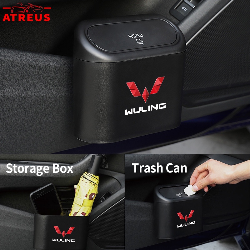 Wuling Tempat Sampah Mobil Gantung Tutup Flip Dustbin Tipe Tekan Storage Box Organizer Aksesoris Mobil Untuk Confero Cortez Almaz Confero s