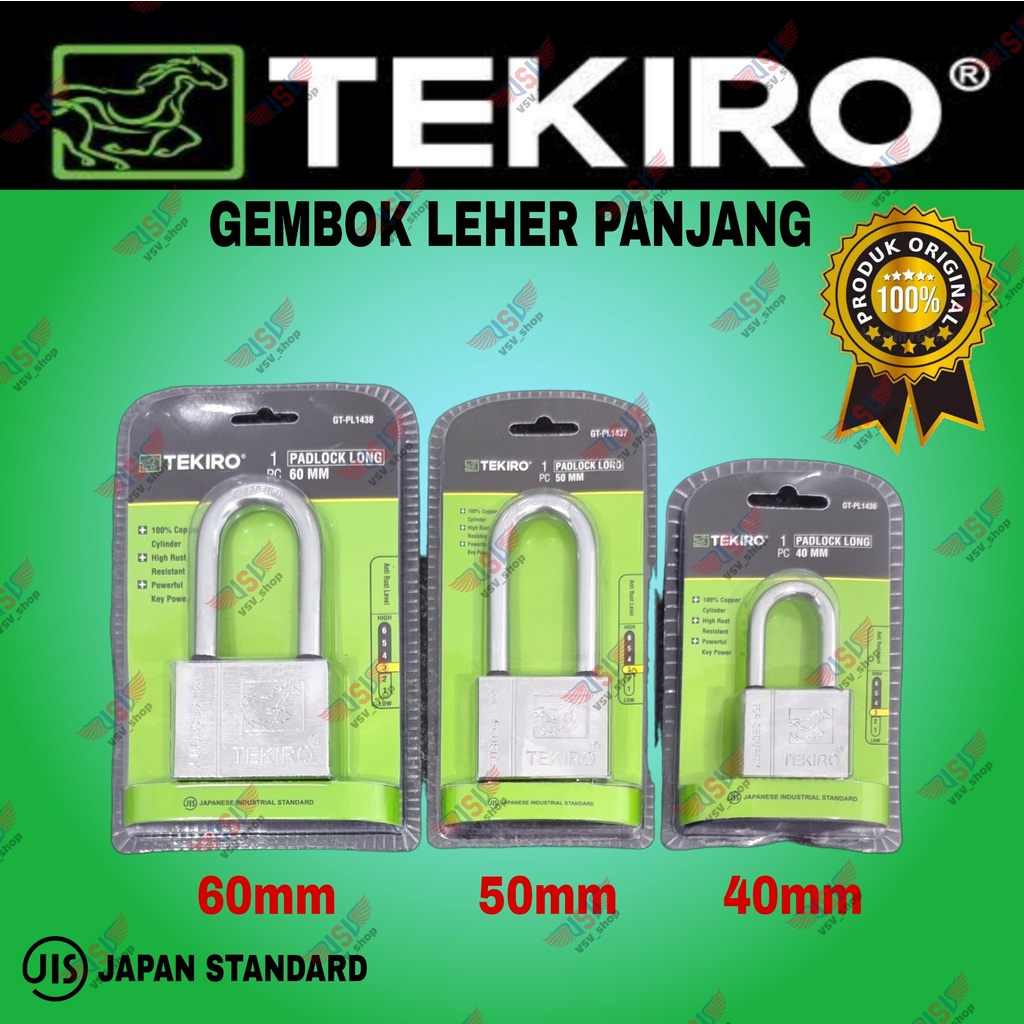 TEKIRO Gembok Leher Panjang 50mm Kunci Gembok Rumah Anti Maling Anti karat