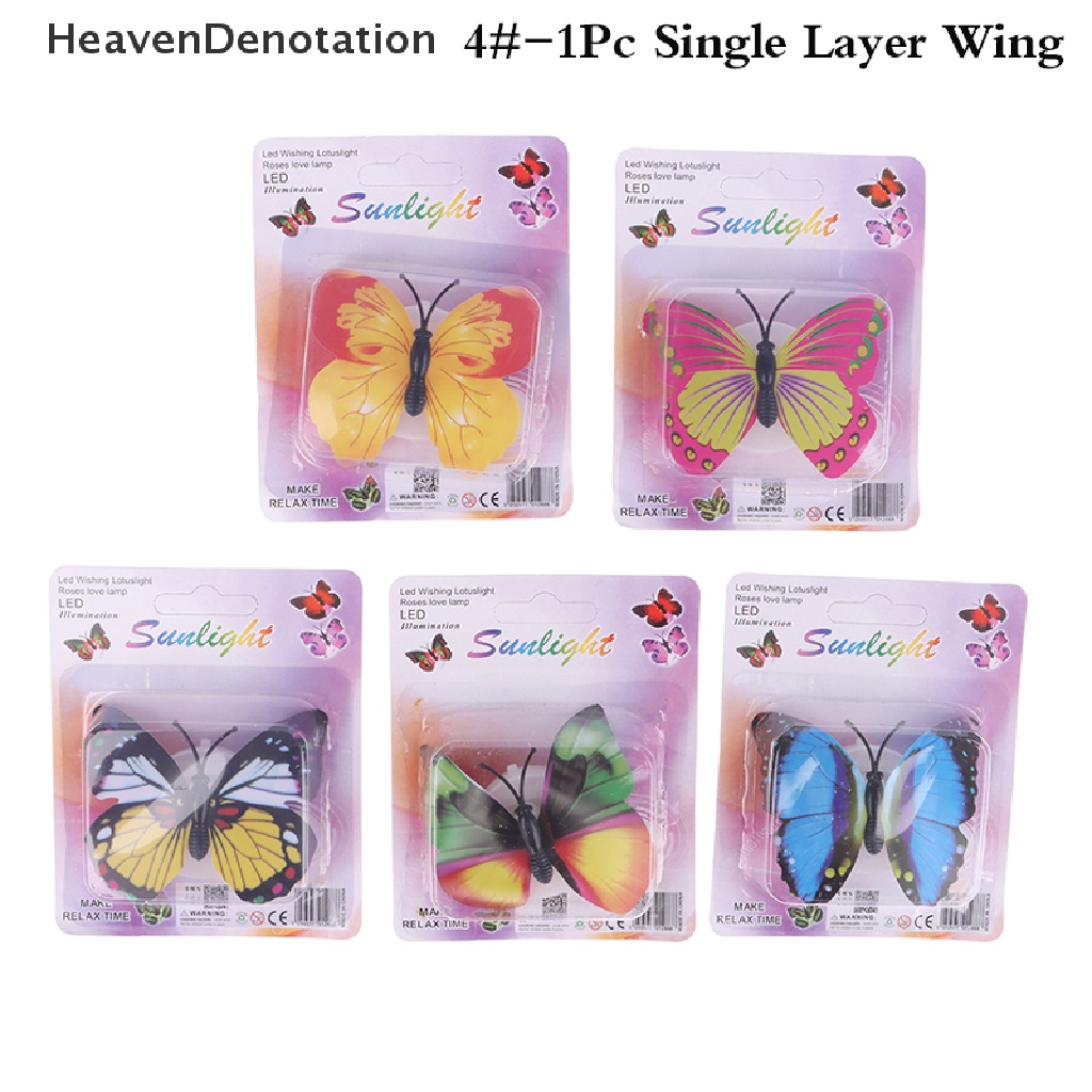 [HeavenDenotation] 1pc LED Butterfly Night Light Pasteable 3D Butterfly Stiker Dinding Warna-Warni Lampu Malam Rumah Taman Pesta Dekorasi DIY Ruang Tamu Stiker Dinding Lighg HDV