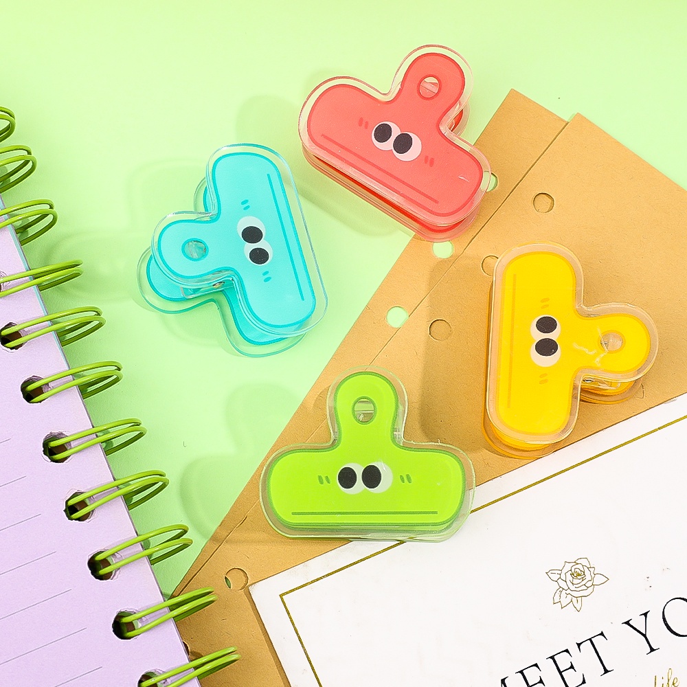 4warna Kartun Kreatif Mata Besar Dokumen Mengikat Folder Universal Kantor Data Organizer Multi-Fungsional Akrilik Color Storage Folder