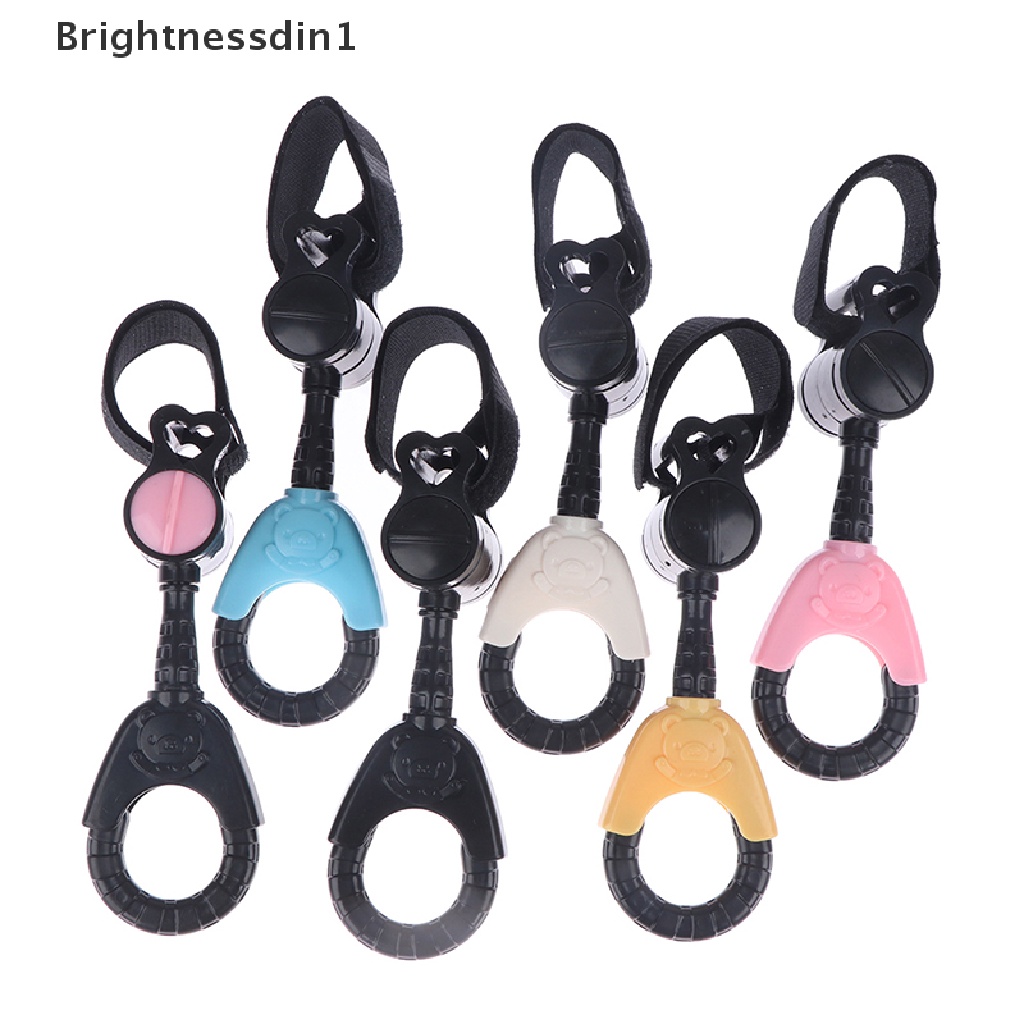 [Brightnessdin1] 2pcs Pengait Tali Gantungan Stroller Bayi Kartun Beruang360° Rotatable Stroller Hook Butik