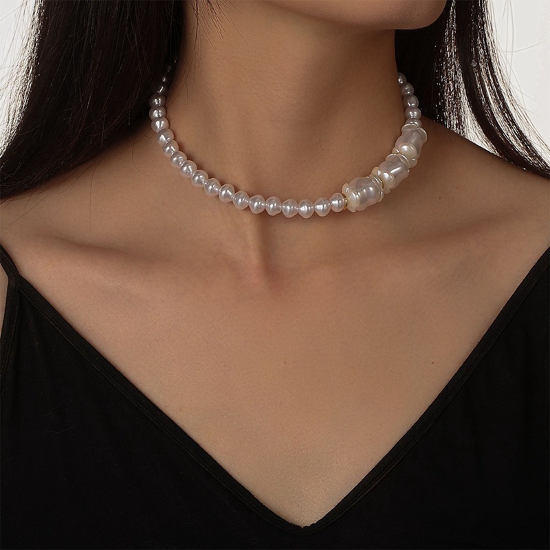 Kalung Mutiara Berlebihan Untuk Wanita Sederhana Serbaguna Manik Emas Pembukaan Kerah Indah Klavikula Korea Fashion Perhiasan Hadiah