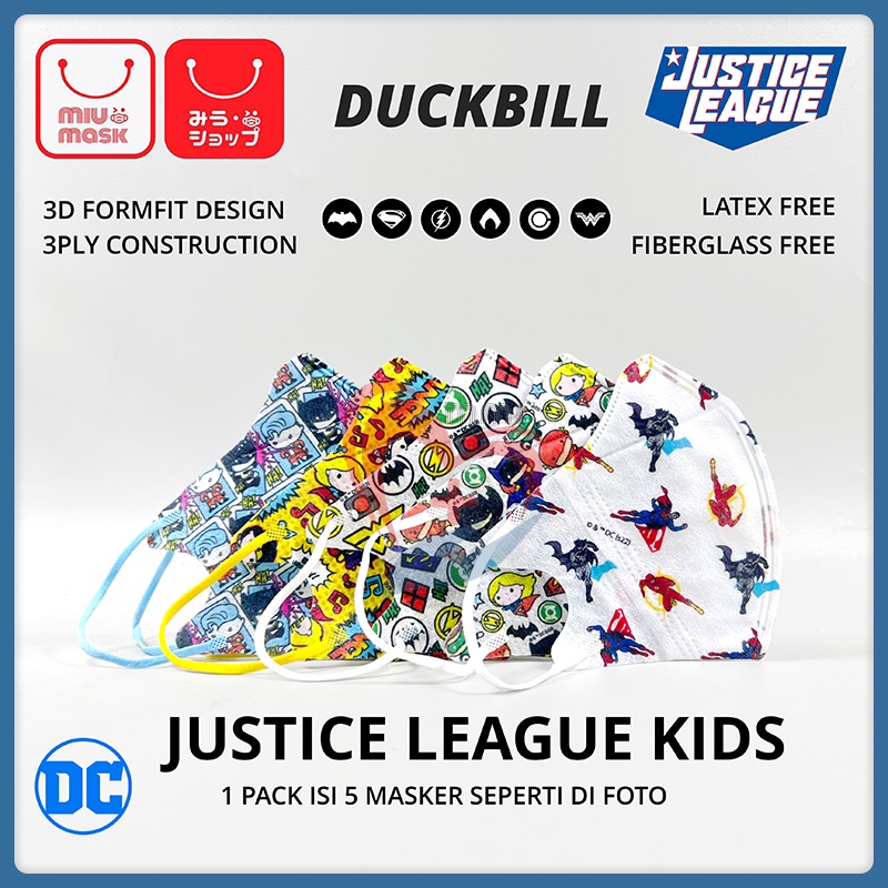 Masker MIU MASK Justice League 3D Duckbill Mask Anak (3Ply)