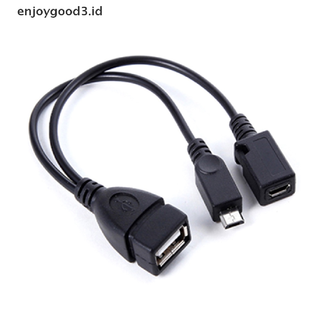 【 Rready Stock 】 1pc 2 In 1 OTG Micro USB Host Power Y Splitter USB Adapter To Micro 5 Pin Male Female Cable （ ID ）