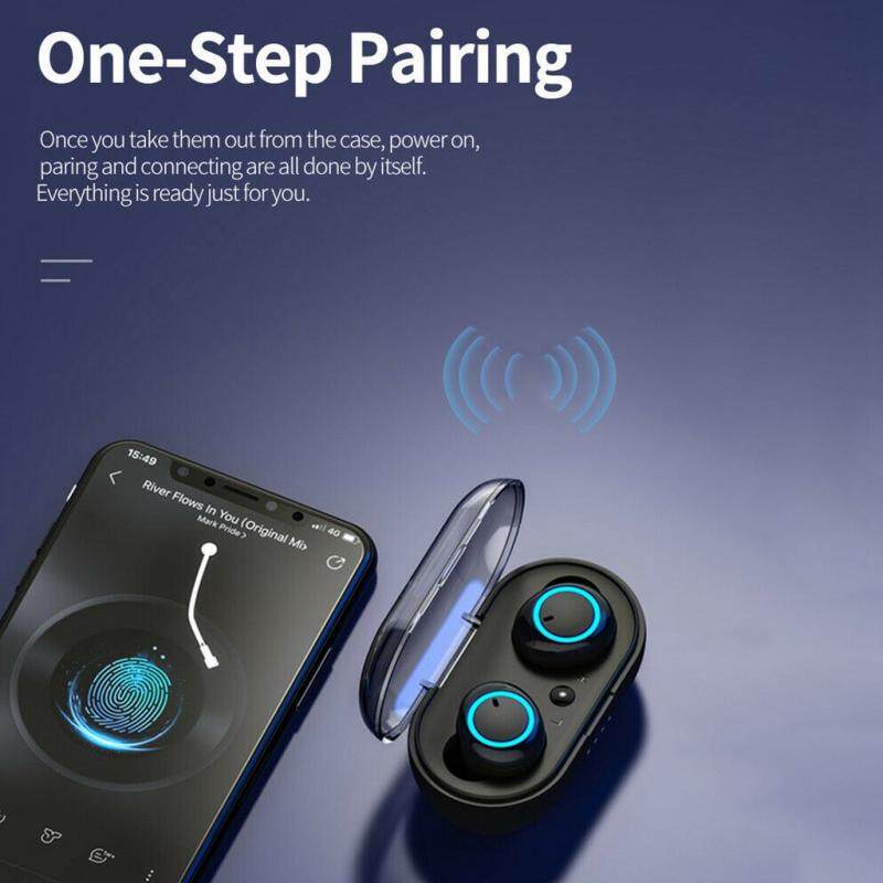 50-TWS Wireless Bluetooth Headset Mini Portable Battery Box Dapat Melakukan Panggilan Subwoofer Kompatibel dengan Berbag