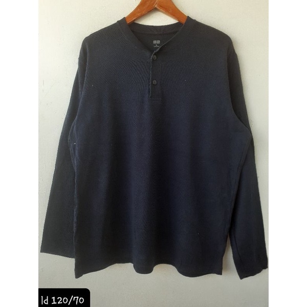 uniqlo henley button long sleeve