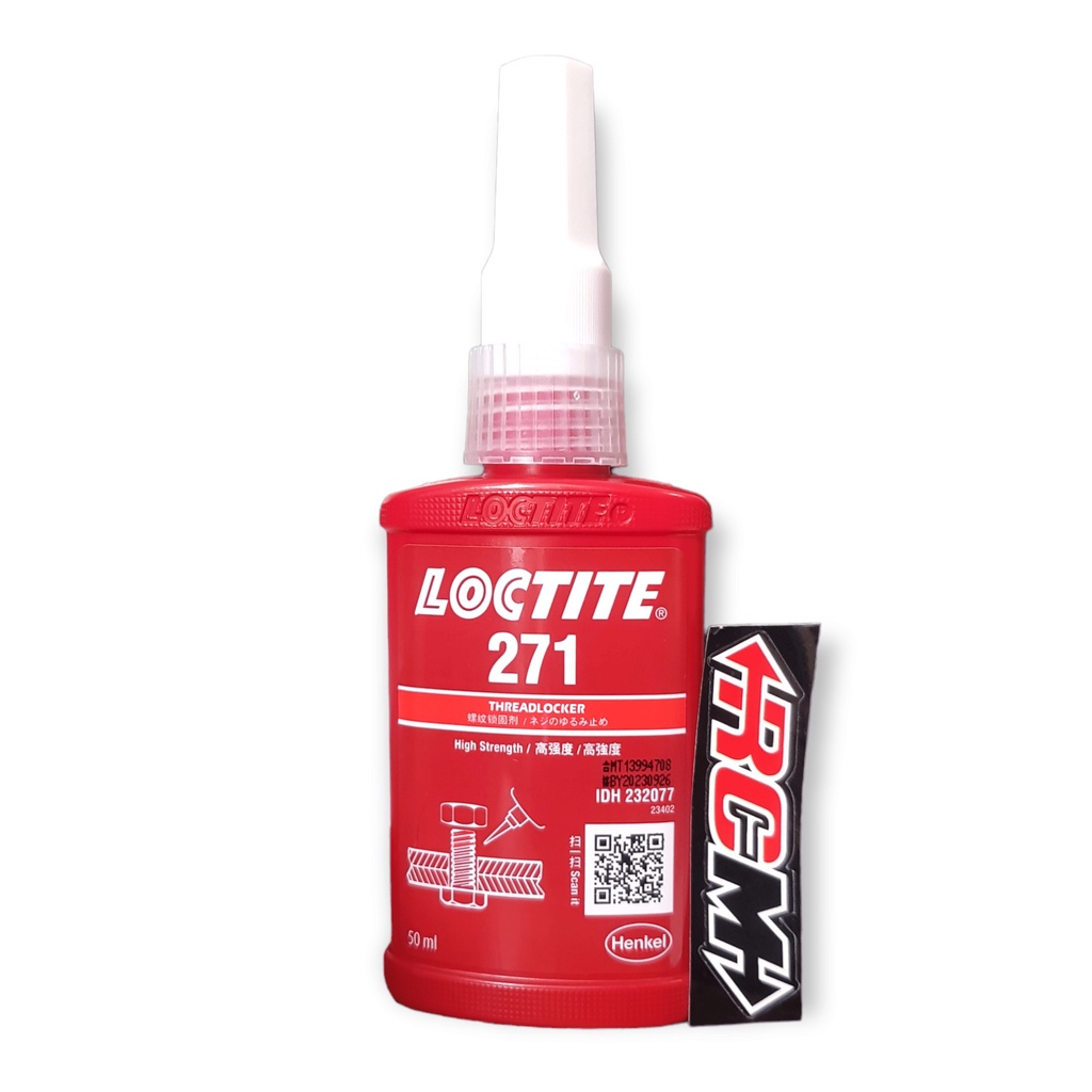 271 LEM LOCTITE THREADLOCKER PEREKAT MATERIAL MUR BAUT ANTI KENDOR ANTI BOCOR KOROSI KARAT TAHAN GETARAN DAN SUHU TINGGI WARNA MERAH RED ORI ORIGINAL LOCTITE ASLI