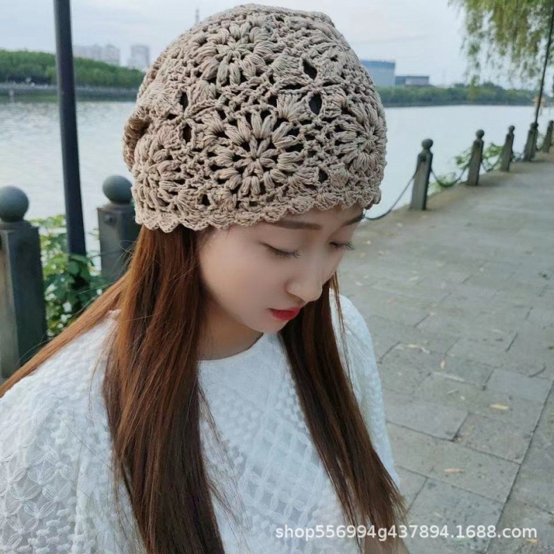 Topi Kait handmade Berlubang Tipis, Penutup Kepala Rajutan crochet