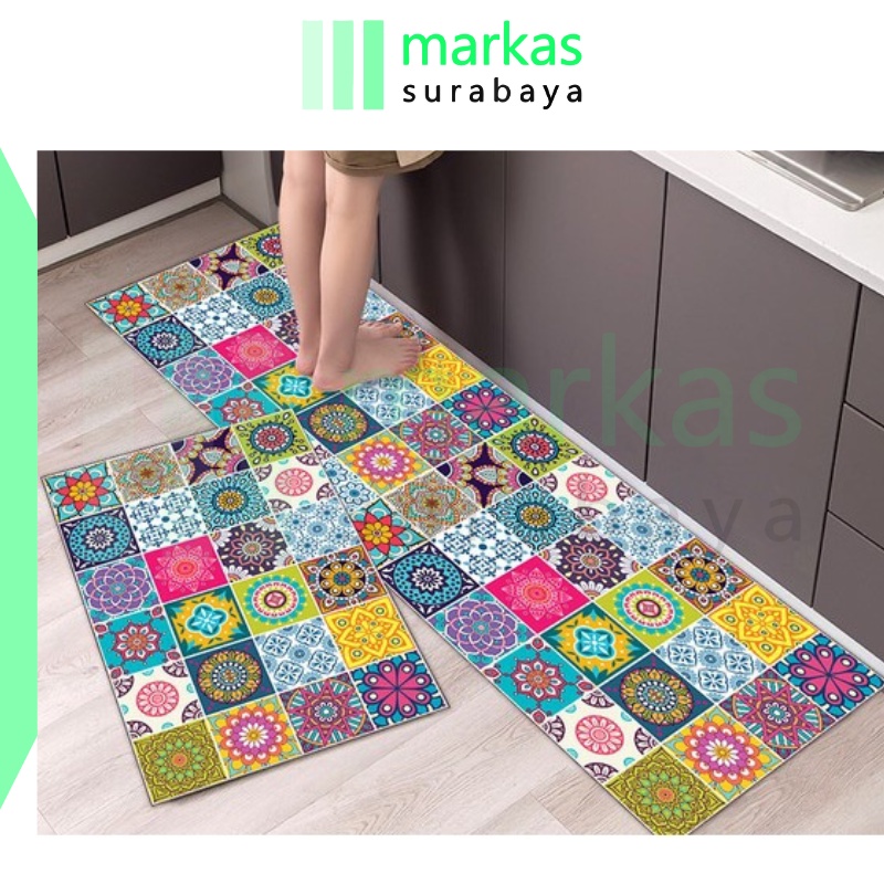 HL0466 Keset Dapur 2 in 1 Panjang dan Pendek 40 x 120 cm Kitchen Floor Mat Keset Alas Lantai Anti Selip Keset kaki Dapur  Y1640