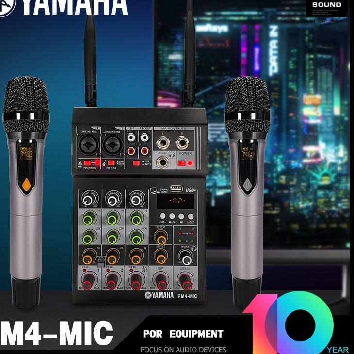 Star Seller YAMAHA PM4 MINI Mixer Audio USB / Electro Bluetooth 4 Channel mendukung penyetelan mobil 12V sound system audio interface original ✰wia™